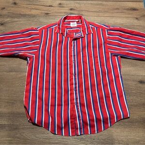 Vintage Houston Red, white and blue striped button up shirt size L